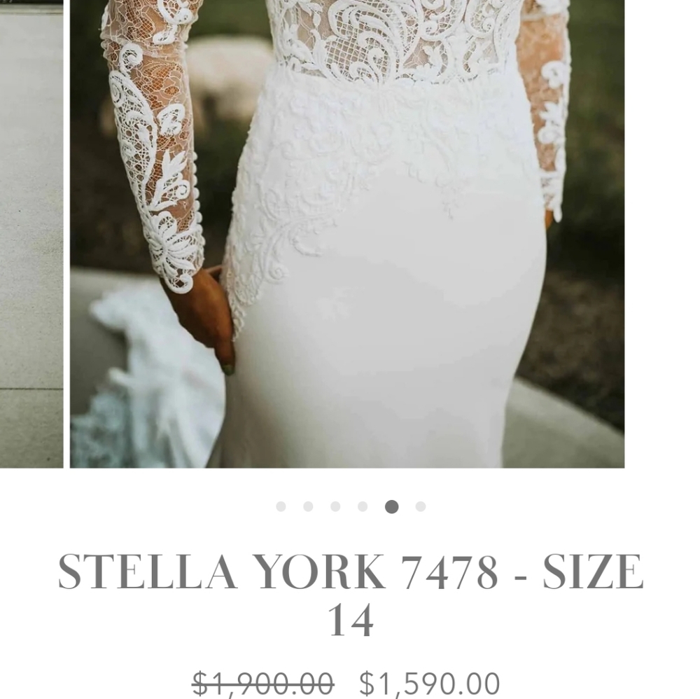 New Stella York Wedding Dress Style 7478 Size 14 - Picture 7 of 8